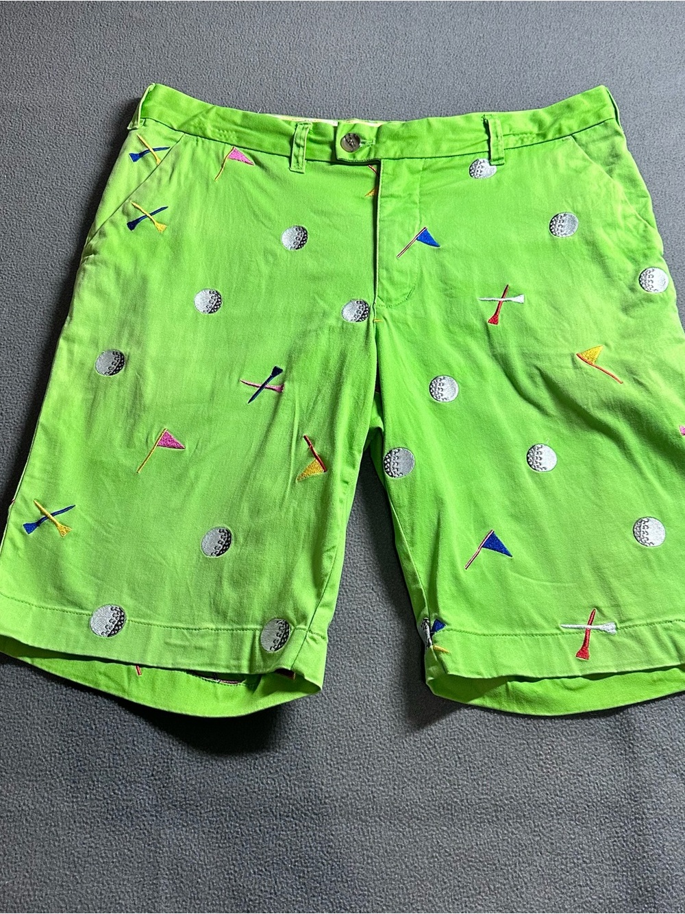 Loudmouth Neon Lime Golf Embroidered Shorts